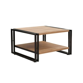 Tavolino Olli Soggiorno Con Ripiano - Effetto Legno Antico, Nero, 92x52.4 Cm - Foto 9