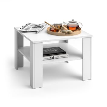 Table Basse Asymétrique - Style élégant Et Robuste, Avec Rangement Blanc 97450663