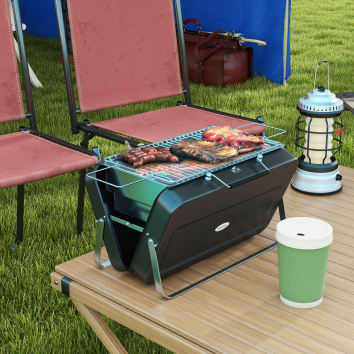 Barbecue au Charbon de Bois en Acier Inoxydable pour Camping en Plein Air, Pique-Nique, Maison, Jardin