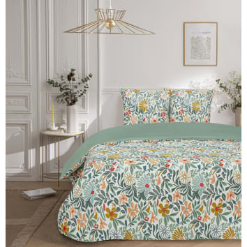 Parure De Lit Queen 300 Fils 100% Coton - Satin Imprimé Floral Amalfi Deep Red/Multi - 4 Pièces