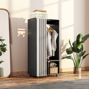 Armoire En Toile Portable Avec Penderie Et étagères Pour Chambre à