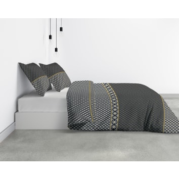 Housse de couette 260x240 Bandol + 2 taies coton 57 fils - Maison