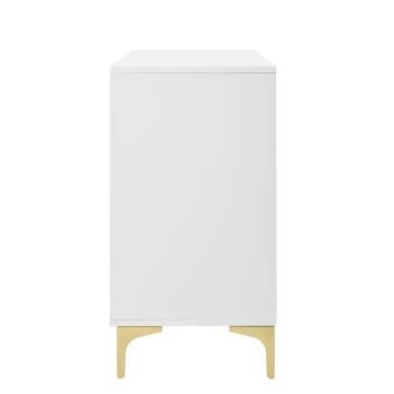 Comò 6 Cassetti Design Onda Bianco Lucido - Made In Italy - Larghezza 150 Cm