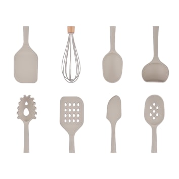 Set di utensili da cucina in silicone, 11 pezzi, resistenti al calore, con manici in legno, per pentole antiaderenti, gadget da cucina verde acqua