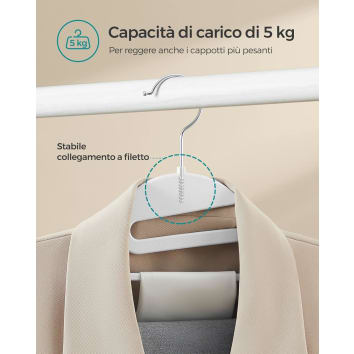 Sharpty Grucce bianche in plastica, ideali per uso quotidiano standard, appendiabiti (confezione da 20