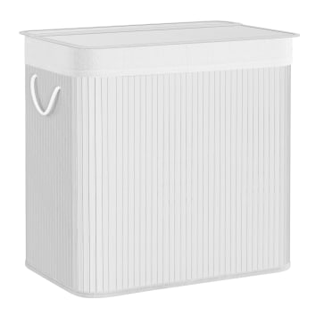 Cesto portabiancheria a 3 scomparti in bambù 150l bianco Rox | Maisons du Monde