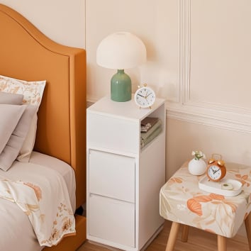 Comodino Stretto Salvaspazio 22x62cm Con Cassetto - Tavolino Moderno Senza Gambe, Portata 45kg, Orientabile