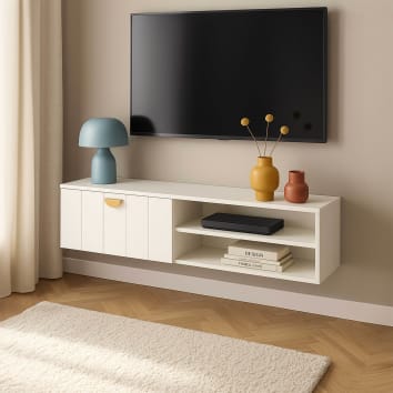 Mobile TV Moderno Da Parete, Bianco 100x30x41 Cm: Design Pulito E Spazio Intelligente.