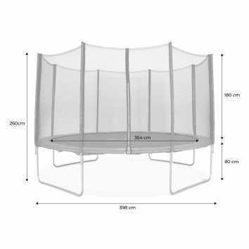 rete di sicurezza per trampolino + protezione bordi 396 cm 8 pali