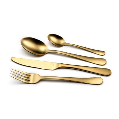 HOMLA B2LUGANO – Set Di Posate Dorate 24 Pezzi (6 Persone) In Acciaio Inox, Eleganti E Moderne