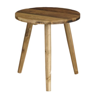 Lot De 2 Tables Basses Rondes Empilables - Design Imitation Travertin, Structure MDF - Collection Maia