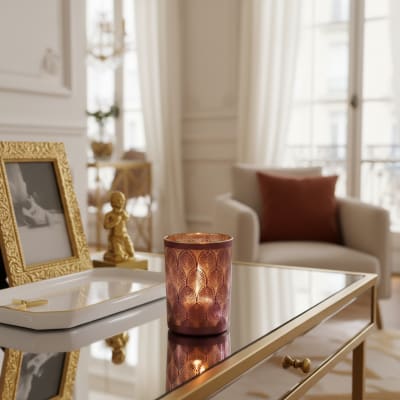 Relaxdays Porte-Bougies Décoratif Multicolore Avec Plateau 34 Cm - Set 4 Photophores, Pierres Et Bougies, Ambiance Cosy Automne
