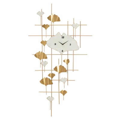 SUONTY Quadro 3D Parete – Foglie Di Ginkgo In Metallo Dorato, 102,5x69 Cm, Moderno
