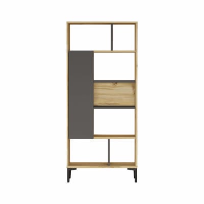 Credenza in rovere, 2 ante scorrevoli, ripiani regolabili