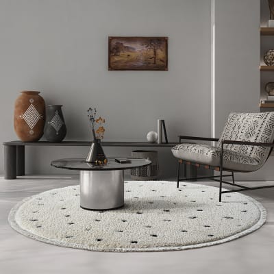 Tappeto Sky Rotondo Grigio Vintage Floreale Sfumato
