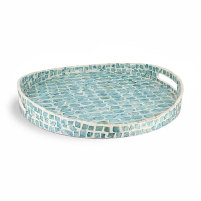 BigBuy Home Plateau Décoratif Vert Coquillage 33 X 31 Cm - Style Marin Élégant Pour Table & Cuisine