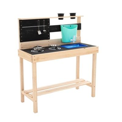 LIFEZEAL Cuisine Enfant pour 3 Ans+, Cuisine d'Angle en Bois avec Machine à Glaçons, Jeu d
