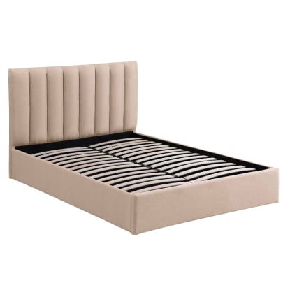 Lit coffre avec sommier à lattes relevable 160x200 beige Songe | Maisons du Monde