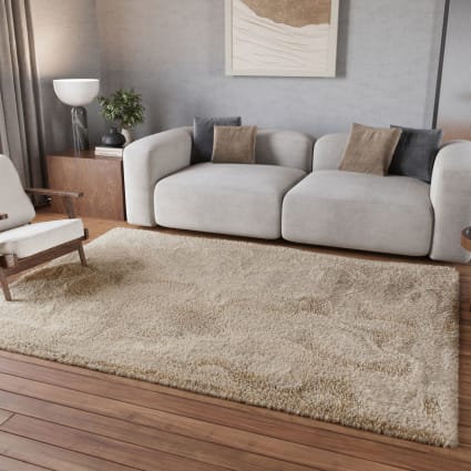 Teppich creme beige Hochflor sehr kuschelig & flauschig 160x225 Parma