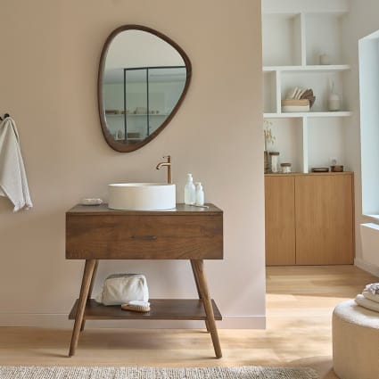 SoBuy – Mobile Sottolavabo Per Bagno Con Ante, Ripiano Regolabile, MDF Melaminico Bianco, Dimensioni 60x29x60 Cm, Maniglie Argento E Bronzo Incluse, BZR38-DG