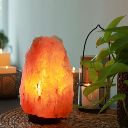 Lampada di Sale Himalayano Rosa naturale Braciere a forma di Fiore in legno 4Kg - Italia
