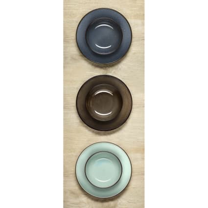 Coffret 6 Assiettes Salade/pâtes Médard De Noblat - Collection Feeling Turquoise En Grès émaillé Réactif