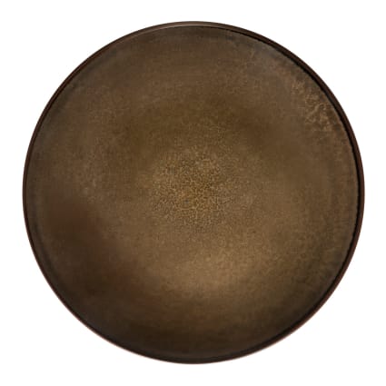 6er Set flache Teller aus Steingut, Bronze Feeling bronze