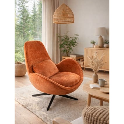 Drehbarer Sessel aus orangefarbenem Samt Space