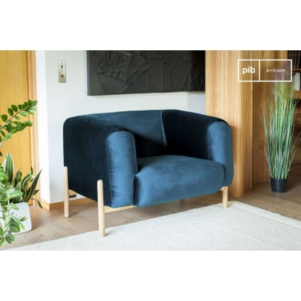 Poltrona di velluto blu Viela Maisons du Monde