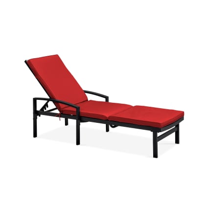 Coussin épais Pour Chaise Longue Extérieure - Taille 130x55 Cm, Couleur Bordeaux, Avec Attaches Antidérapantes