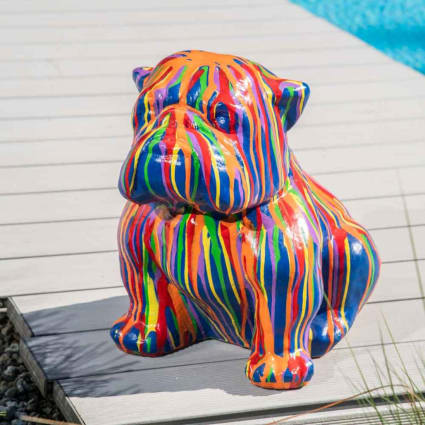 Sculpture en résine d'un Bulldog USA 160cm design black trash