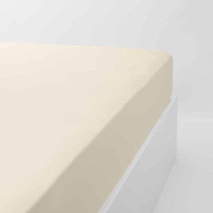 Draps Housse Unis De Couleur Ivoire Lit 160 Cm - 160x200 Cm, En Coton 200 Fils 88579565