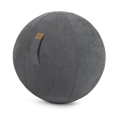 Alfa - Balle d'assise design aspect velours gris chiné avec poignée D65