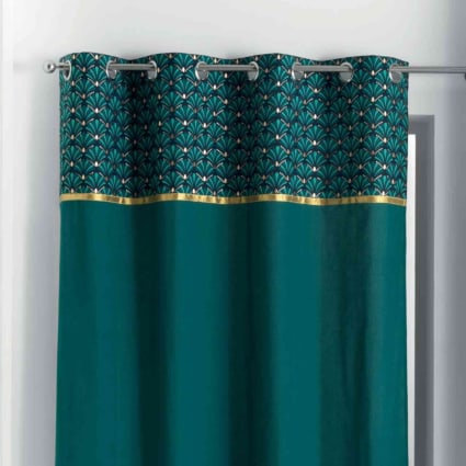 Tende Douceur d intérieur PANNEAU A OEILLETS 140 x 240 CM VOILE SABLE IMPRIME MILADY BLEU