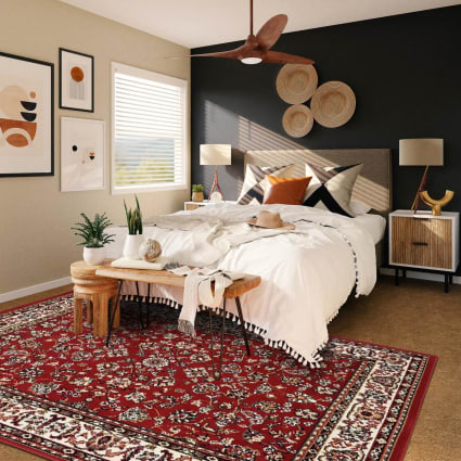 Grand Tapis Patchwork Kelim Vintage Fait Main – 200x140 Cm, Rouge Et Marron, Aspect Usé Tendance
