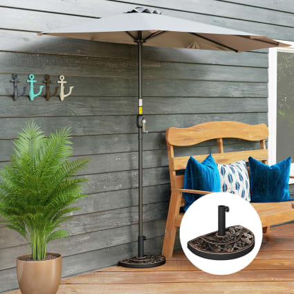 Pied De Parasol Rond En Plastique Robuste - Base Remplissable Pour Extérieur