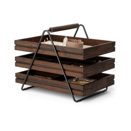 Boîtes à Bijoux Et Présentoirs Plateau Présentation Bijoux En Bois Massif 11x22x2 Cm - Organisateur De Colliers, Gris Foncé Rangement Boucle D'oreille