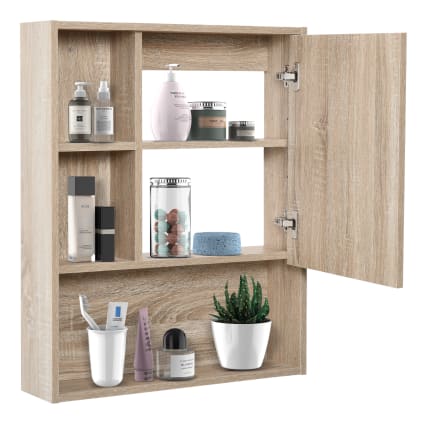 Meuble Salle De Bain Avec Miroir - Armoire Murale 80x70 Cm - 3 étagères Réglables