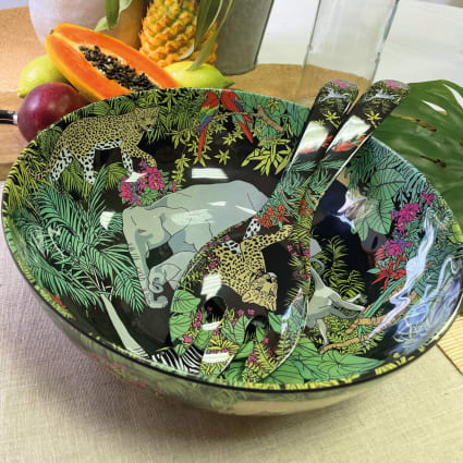 Grand saladier mélamine avec des motifs jungle 31 cm Jungle