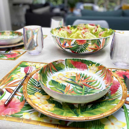 Tiefer Teller aus Melamin mit Blumendesigns Ø 20 cm Fleurs exotiques