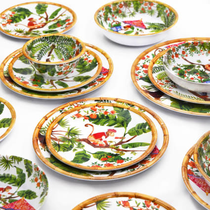Plato hondo de pura melamina decorado con monos de Bali 20 cm