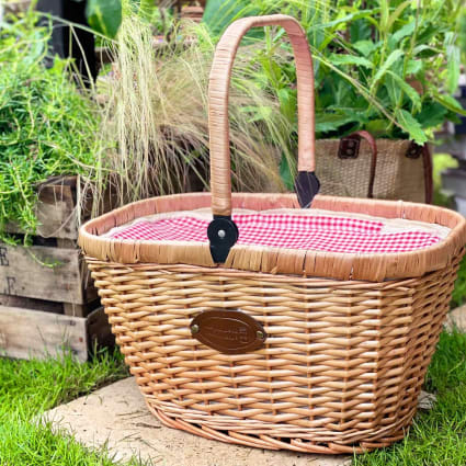 Panier Isotherme Chantilly Marine Osier Blanchi – Glacière Pique-Nique Marché 48x29x27 Cm Rayures Bleues
