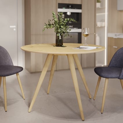 Tavoli Tomasucci Tavolo rotondo allungabile Ego Wood, bianco opaco/rovere di casa