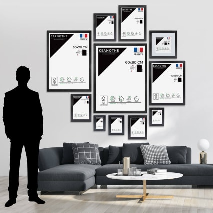 Lot De 10 Cadres Photo Noir - 4x10x15 Cm, 4x13x18 Cm, 2x20x25 Cm | MDF Avec Verre Acrylique, Pour Mur Ou Table