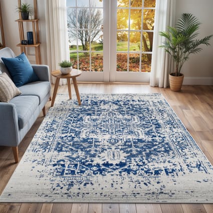 Vintage Orientalischer Teppich Blau/Weiß 120x170 Juliette