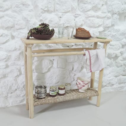 Console bois de teck jonc de mer-Pepper cropped-2