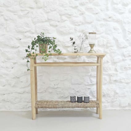 Console bois de teck jonc de mer-Pepper cropped-3