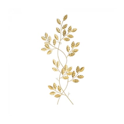 Lot De 2 Panneaux Muraux Métal Doré – Décoration Feuilles – 40x60 Cm