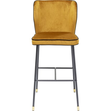 Tabouret de bar en velours ocre et acier IRINA