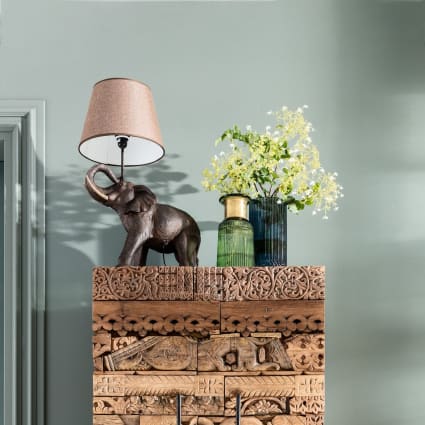 LAMPE 2 ÉLÉPHANTS ABAT-JOUR RAPHIA AMBIANCE SAFARI